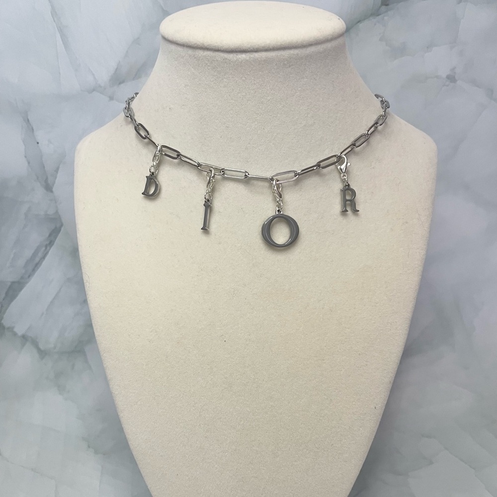 Upcycled Silver Letter Charms Paper Clip Chain Choker Necklace